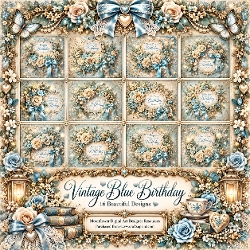 Vintage blue Birthday