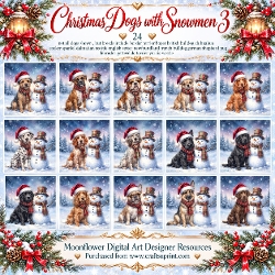 Christmas dogs with snowmen 3