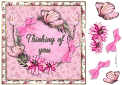 8x8 Pink Butterfly Thinking of you