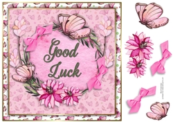 8x8 Pink Butterfly Good luck