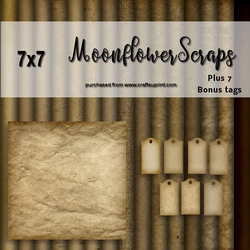 7x7 Old paper/Background plus bonus tags