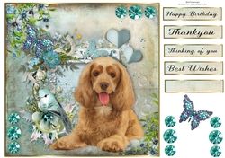 8x8 Teal Garden Pup Cocker Spaniel