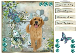 8x8 Teal Garden Pup Golden retriever