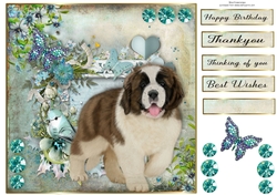 8x8 Teal Garden Pup Saint Bernard