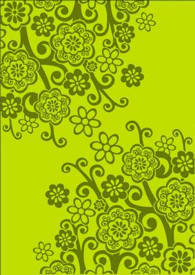 Retro Floral in Pea Green