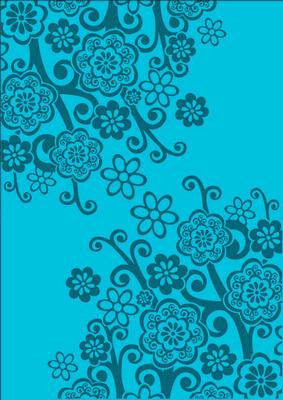 Retro Floral in Peacock Blue