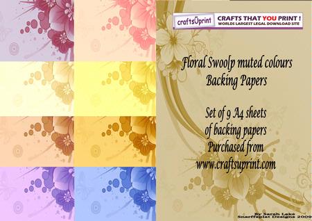 Floral Swoop Backing Papers Muted Tones