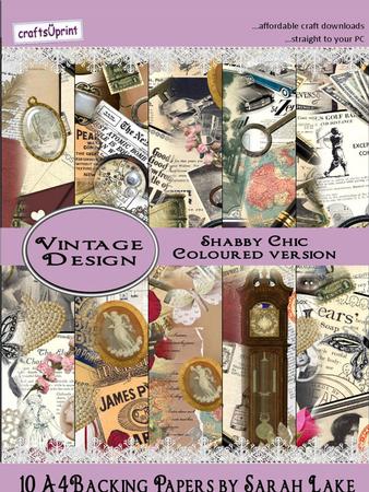 Vintage Shabby Chic Backing Paper Coloured Version