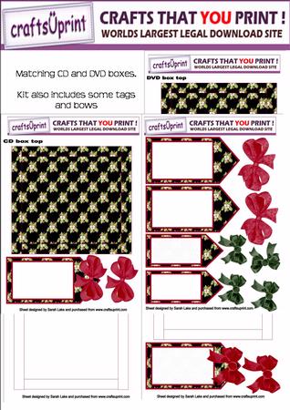 Christmas Ros on Black Dvd and Cd Gift Boxes