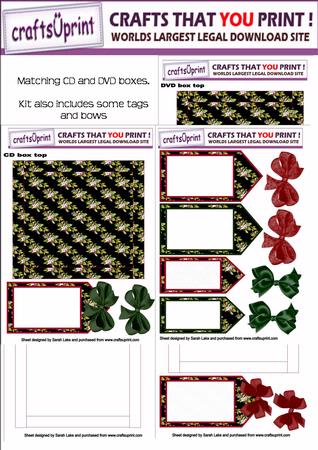 Christmas Floral Arrangement on Black Dvd and Cd Gift Boxes