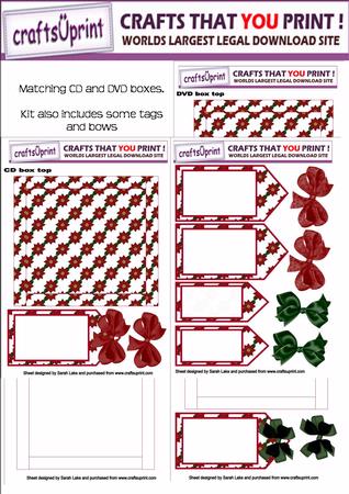 Poinsettia on White Dvd and Cd Gift Boxes