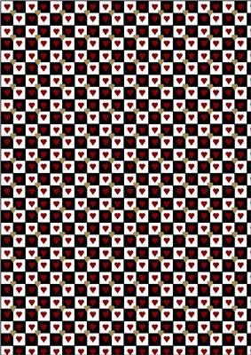 Black and White Check with Red and Gold Hearts