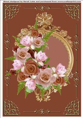 Framed Roses and Magnolias Milk Chocolate Background