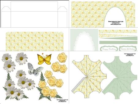 Yellow Butterfly Parasol Pillow Card
