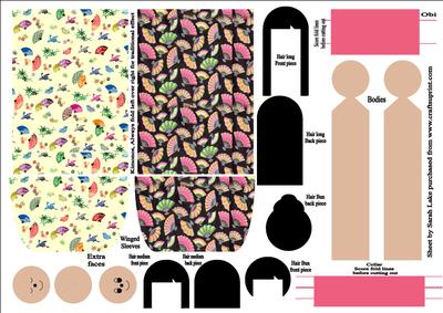 Kimono Paper Folded Doll Fans