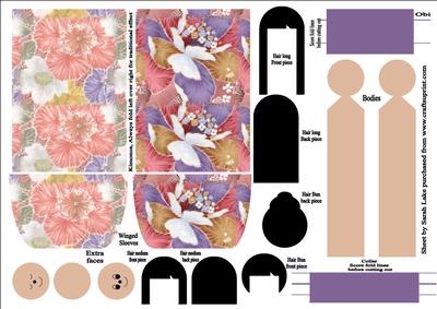 Kimono Paper Folded Doll Floral