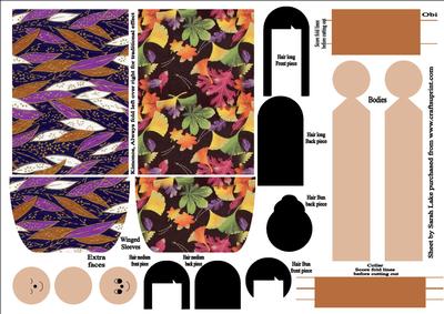 Kimono Paper Folded Doll Leaves