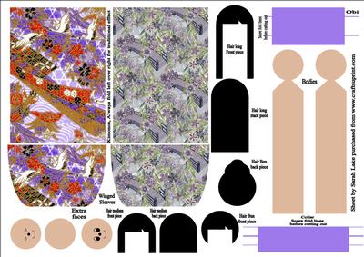 Kimono Paper Folded Doll Lilac Coloured