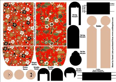 Kimono Paper Folded Doll Rich Reds