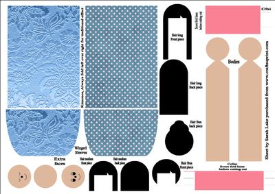 Kimono Paper Folded Doll Twin Blues