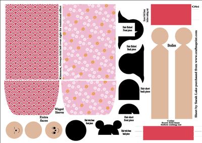 Kimono Paper Folded Doll Pinks 2