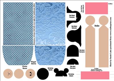 Kimono Paper Folded Doll Twin Blues