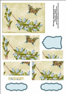 Blue Flower Shoe Floral Rectangle