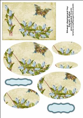 Blue Flower Shoe Floral Oval
