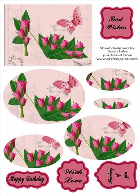 Deep Pink Rosebud Shoe Floral Oval