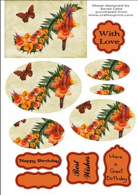 Orange Flowers Shoe Floral Oval