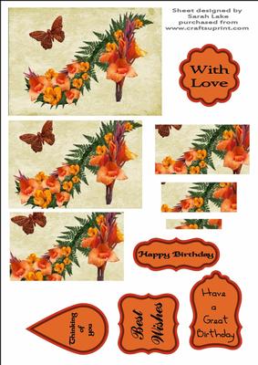 Orange Flowers Shoe Floral Rectangle