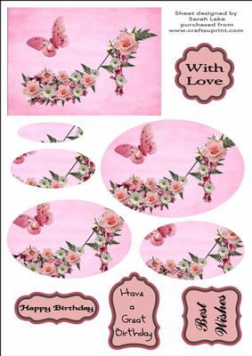 Pink Rose Shoe Floral Oval