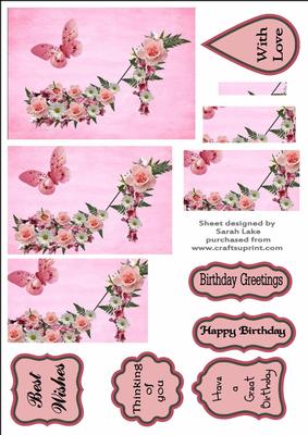 Pink Rose Shoe Floral Rectangle