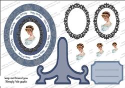 Harrison Fisher Elegant Lady Blue Oval