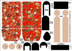 Kimono Paper Folded Doll Rich Reds
