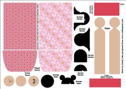 Kimono Paper Folded Doll Pinks 2