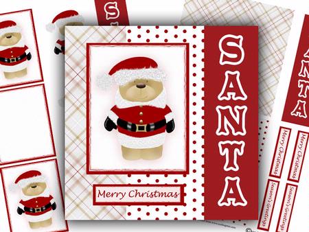 Santa Bear Christmas Square Card Kit