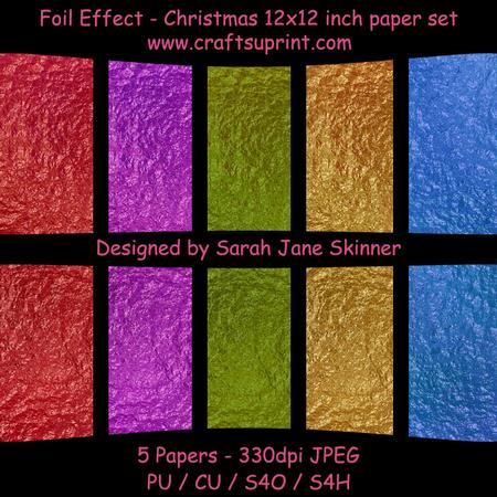 Christmas Foil Effect 12x12 Scrapbooking or Card Papers