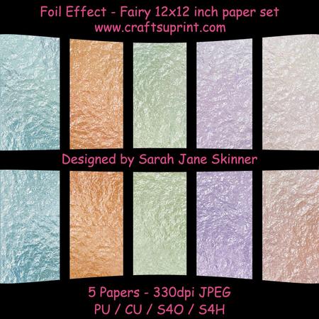 Foil Effect 12 x 12 Pearlescent Papers in Fairy Colours