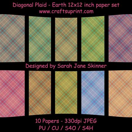 Diagonal Plaid 12x12 Paper Kit Earth Colours
