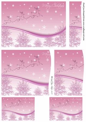 Reindeer in the Sky Wavy Side Stacker - Pink
