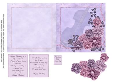 Violin & Flowers 5 Inch Square Card