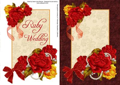 Ruby Rose Floral A5 Card Front & Decoupage