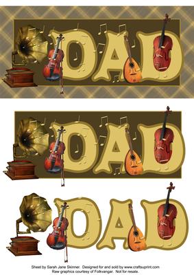 Dad Music Dl Card Front with Decoupage