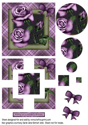 5 Inch Purple Rose Corner Stack with Pyramid