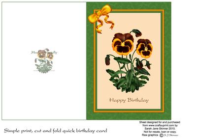 5 x 7 Inch Pansy Topper Quick Card