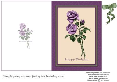 5 x 7 Inch Rose Topper Quick Card with Bow and Ribbon