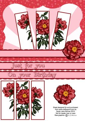 Peony Topper with Layered Panel Topper and Ribbon Sentiments