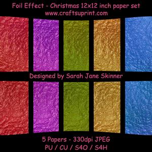 Christmas Foil Effect 12x12 Scrapbooking or Card Papers