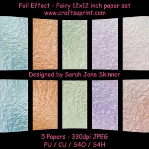 Foil Effect 12 x 12 Pearlescent Papers in Fairy Colours